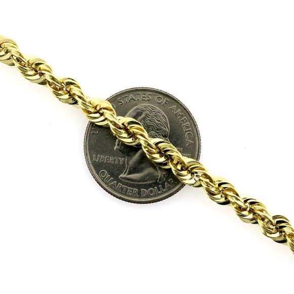 Real 10K Yellow Gold 6mm Rope Chain Necklace 22" inch - Picture 2 of 6